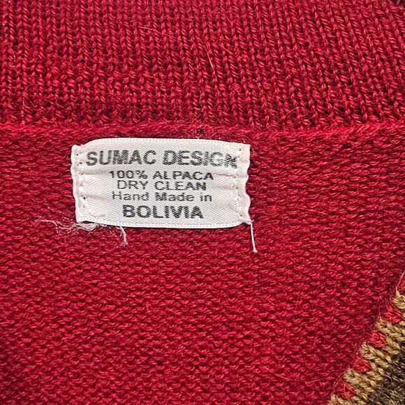 Sumac Design 100% Alpaca Sweater Southwestern Aztec Fringe - Picture 2 of 8